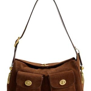 Coach Brown Suede Turnlock Haversack NWT factory packageing